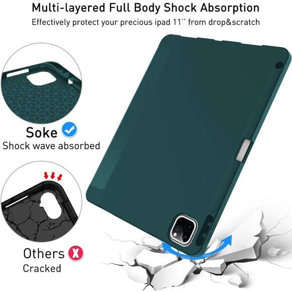 Smart Case For Apple iPad Pro 11" 2021 2020 2018 Leather Auto Wake Sleep Cover - Picture 7 of 12